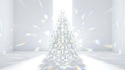 Crystal Prism Tree: An abstract concept featuring geometric crystal prisms arranged like a Christmas tree.