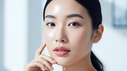 Young asian woman with radiant skin and subtle makeup