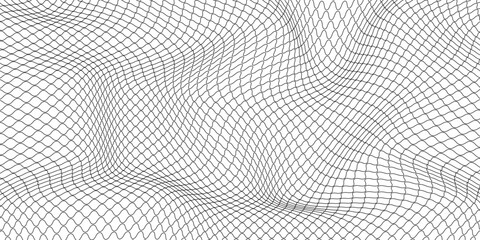 Grid wavy lines pattern, mesh square matrix stretch density texture © Afandi