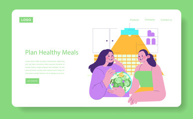 Vector Illustration of Friends Planning Healthy Meals