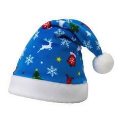 A blue Santa hats for festive holiday season celebration