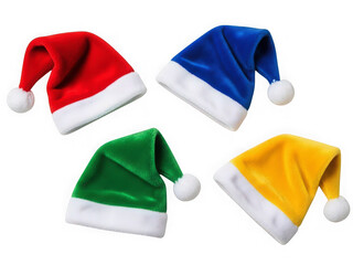 Four Santa hat, festive holiday season accessory