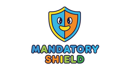 Cheerful Mandatory Shield Logo Design: A Colorful Illustration for Protection and Security