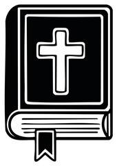 Obraz premium Classic Christian holy book featuring a cross symbol and bookmark simple graphic