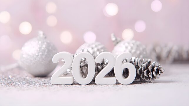 2026 New Year and Christmas Celebration Background with Red Glitter, Ornaments, and Copy Space. 2026 with sparkling red confetti and star-shaped glitter - Powered by Adobe