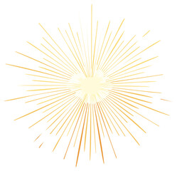 Obraz premium Radiant burst of golden lines emanating from central light source on a white background