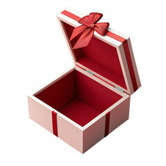 Open red gift box with glossy finish designed for luxury gifting celebrations and product display