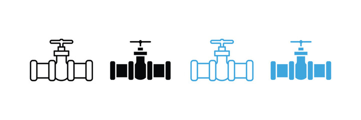 pipe valve icon set. water pipe symbol. plumbing icon. faucet water control icon. vector illustration 