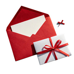Red gift box with greeting card inside perfect for messages surprises branding and holiday gifting