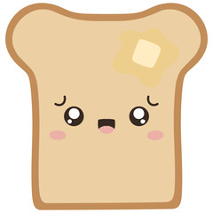kawaii toast with melting butter