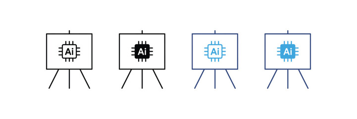 AI Technology Icon on Presentation Board. Vector Illustration. machine learning symbol. 