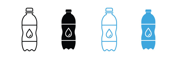 Water bottle, drink bottle icon set. hydration beverage symbol. plastic bottle icon. vector illustration 