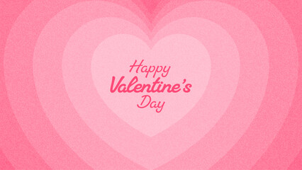 Pink heart Valentines Day background with concentric heart shapes and text Happy Valentines Day. Love theme graphic for greeting card and banner design.
