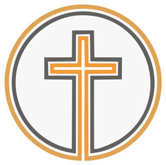 Fototapeta premium Orange and Gray Cross Inside a Circle Logo Design