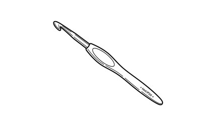 Obraz premium Line art vector illustration of a dental scaler with hooked tip