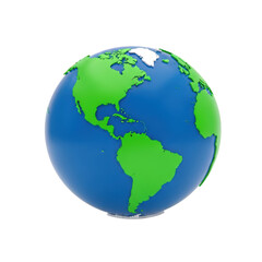 Naklejka premium A vibrant green and blue planet earth globe isolated on transparent background