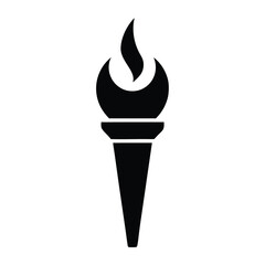 Torch icon classic hand fire solid flat vector minimalist design