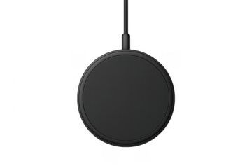 Black wireless charging pad on transparent background