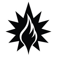 Fire star burst icon flame solid flat vector minimalist design