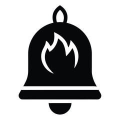Fire alarm bell icon solid flat vector minimalist warning design