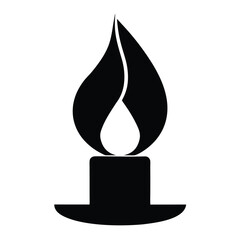 Fototapeta premium Candle flame icon wax fire solid flat vector minimalist design