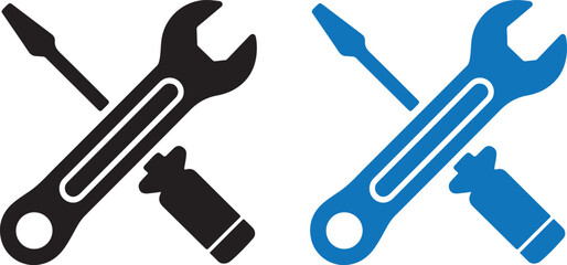 Naklejka premium crossed wrench and screwdriver icons, repair service tools icon vector illustration