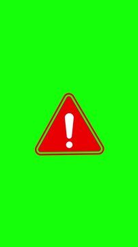 Animated red alert icon on vertical screen background in 4k