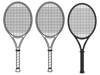 Tennis racket vector, classic net gear sport design on transparent background