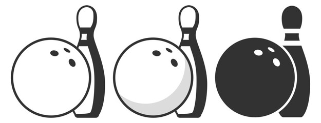 Bowling ball and pin vector, classic strike sport illustration on transparent background