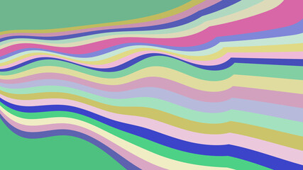 Pastel Curved Stripes Graphic - Soft Wavy Line Design (Pink, Yellow, Blue, Green)