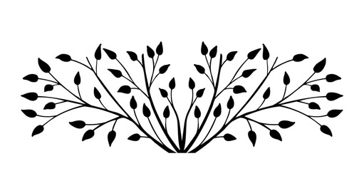 Spring background, frame of floral tree branch, leaf, plants. Elegant, stylish elements for Decoration. Hand drawing doodles of vintage botanical elements.