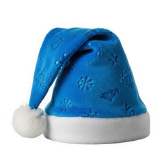 Classic red santa claus hat with fluffy white pompom and trim