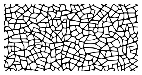 Abstract cracked earth texture background, vector pattern illustration, dry soil mosaic line art design