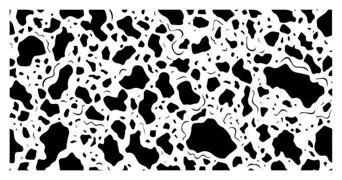 Abstract black and white spot pattern background, vector illustration, organic cow skin texture or terrazzo design