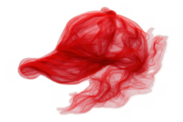 Flowing red smoke or ink creating an ethereal abstract shape spreading and swirling with transparent wispy movement