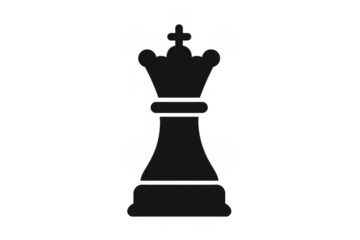Black chess king piece silhouette representing leadership, strategy, and power on a transparent background