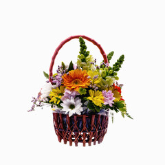 a bouquet of fresh flowers on a white background