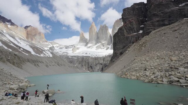 Time lapse of Torres del Paine towers in Patagonia, Chile