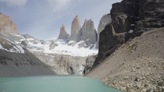 Time lapse of Torres del Paine towers in Patagonia, Chile