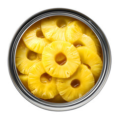 Canned pineapple rings isolated on black background isolated on white background isolated on transparent background