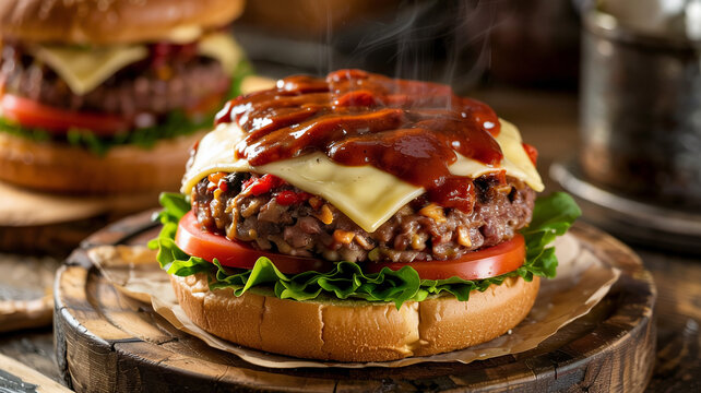 A drizzle of smoky barbecue sauce completes the plan-based burger experience.