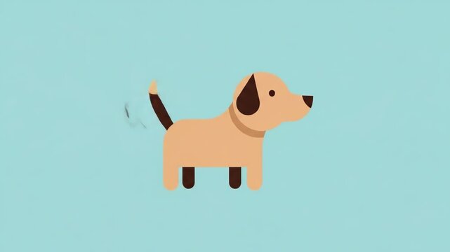 Adorable Cartoon Dog Happily Wagging Its Tail Animation.