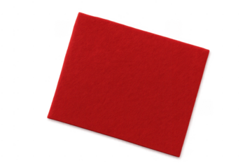 Red felt fabric square swatch on transparent background