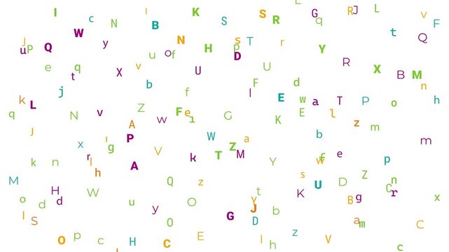 Colorful alphabet letters in various colors and sizes