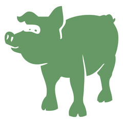 Green Pig Silhouette Icon