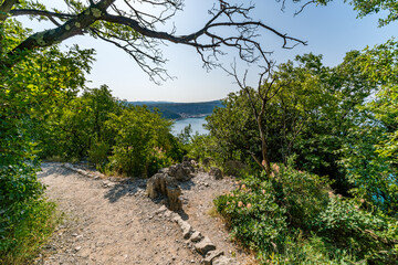 Fototapeta premium Hiking Trail Overlooking along the Sentiero Rilke on the Gulf of Trieste in Italy