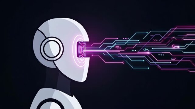 Advanced AI Robot Head with Digital Vision Stream.