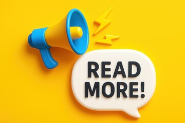 Read more informational orange banner with megaphone alert icon in clean bright modern promotional style
