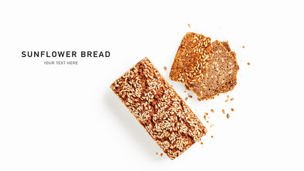 Sunflower seed bread isolated on white background