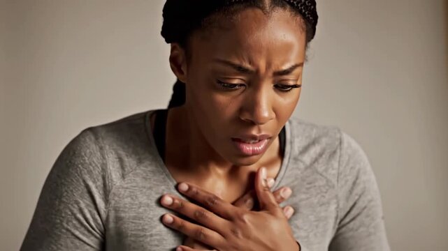 Woman Experiencing Chest Discomfort, Breathing Difficulty, or Undetermined Medical Condition
